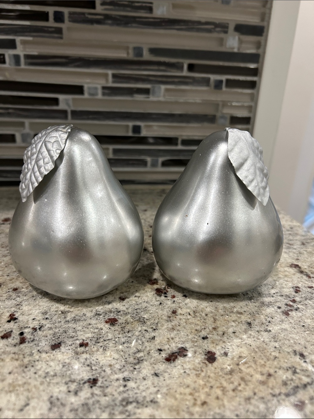 Silver Pear Shaped Candle Set